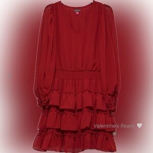 Red Chiffon Tiered Dress Vince Camuto XL NWT